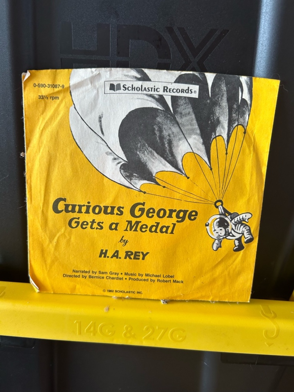 1982 Scholastic Records 7-inch vinyl record of Curious George Gets a Medal